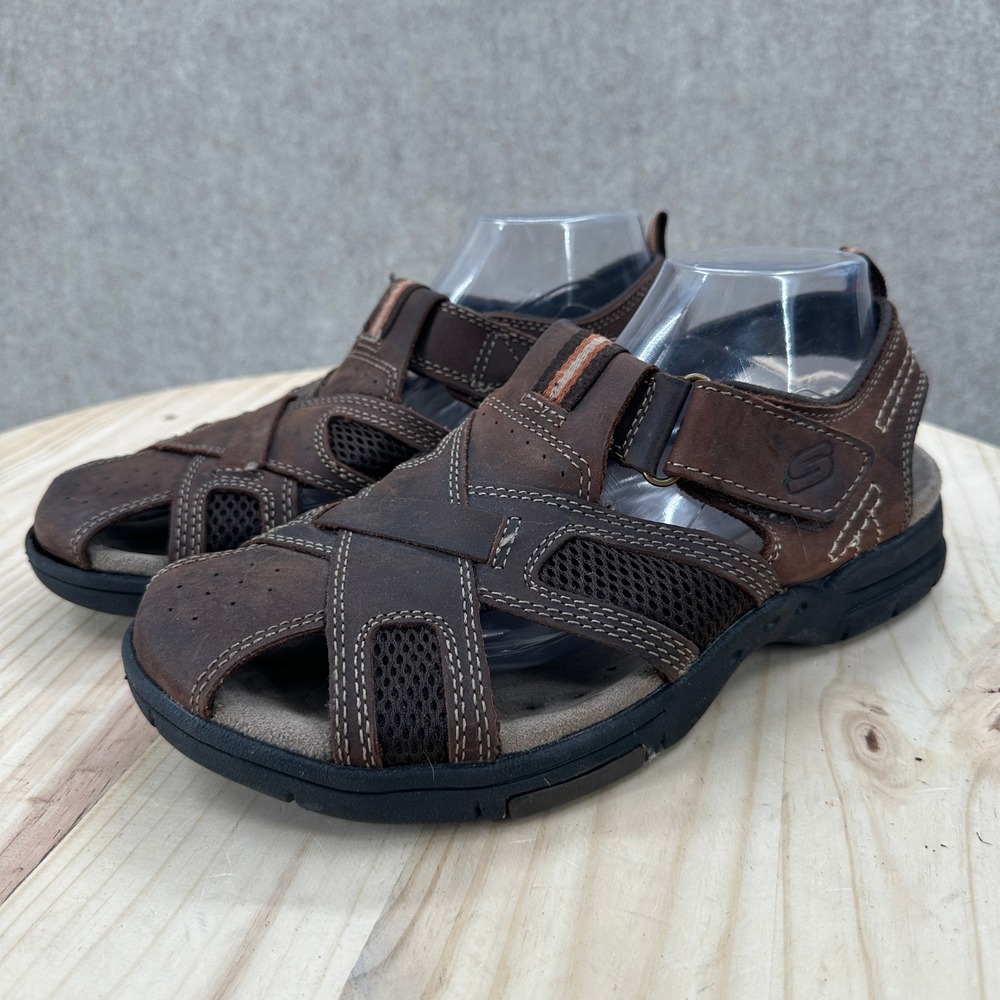 Skechers Fisherman Hiking Sandals Mens 9 Brown Leather Closed Toe Outdoor